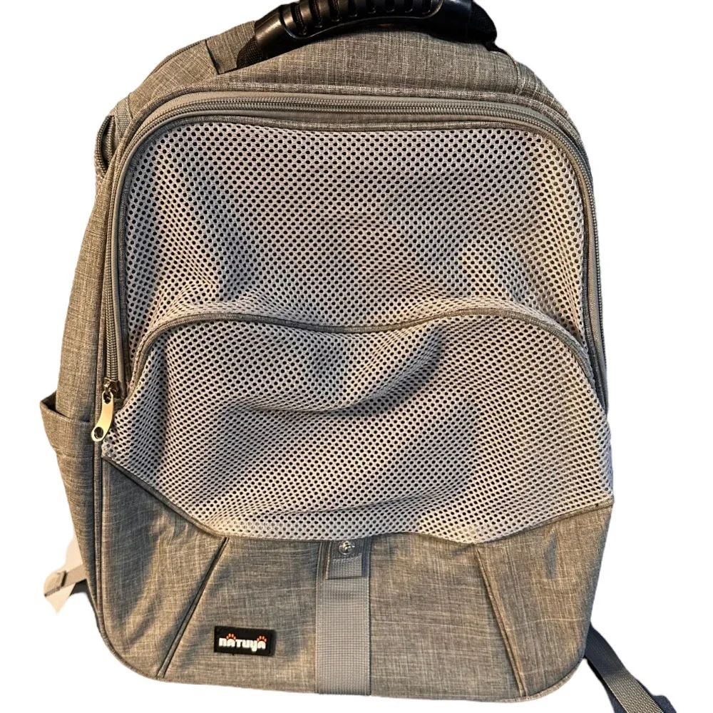 NATUYA Pet Back Pack Carrier Small Gray Dog Cat Carrier Bag Adjustable Strap